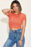 Ribbed Round Neck Short Sleeve Crop Tee