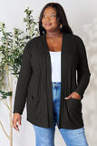 Ribbed Open Front Cardigan With Front Pockets - Color Options