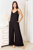 Soft Rayon Spaghetti Strap Tied Wide Leg Jumpsuit - 3 Color Options