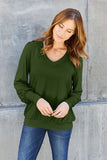 V-Neck Lantern Sleeve Blouse - multiple color options