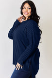 Ribbed Half Button Long Sleeve High-Low Top - Multiple Colors Available