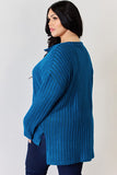 Ribbed Half Button Long Sleeve High-Low Top - Multiple Colors Available