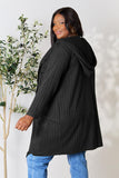 Ribbed Open Front Long Sleeve Cardigan With Pockets - 5 Color Options