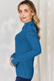 Ribbed Mock Neck Puff Sleeve Top - Multiple Colors Available