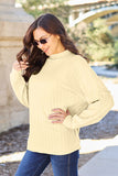 Ribbed Exposed Seam Mock Neck Knit Top - Multiple color options