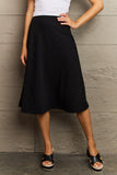 Wide Waistband Knee Length Skirt - 3 options