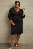 Surplice Flare Ruching Dress in Black