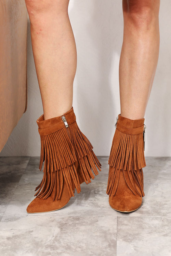 Tassel Wedge Heel Ankle Booties