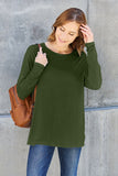 Round Neck Dropped Shoulder Top - multiple colors