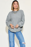 Ribbed Round Neck Long Sleeve Top - Multiple Color Options