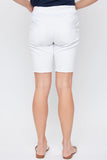 Petite Elastic Bermuda With Fray Hem in White