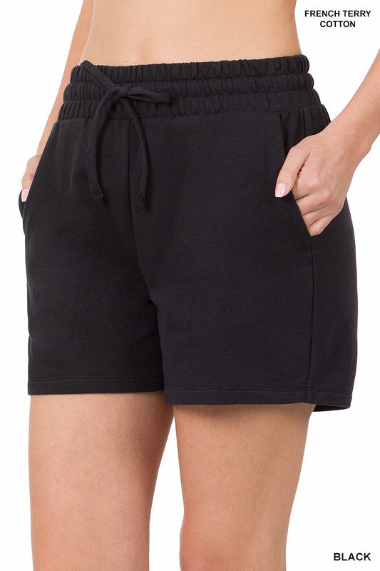 PLUS FRENCH TERRY DRAWSTRING WAIST SHORTS