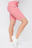 Petite Elastic Bermuda With Fray Hem in Coral